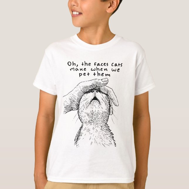 Camiseta Funny Cat Faces When We Pet Them – Cute Line Art C (Frente)