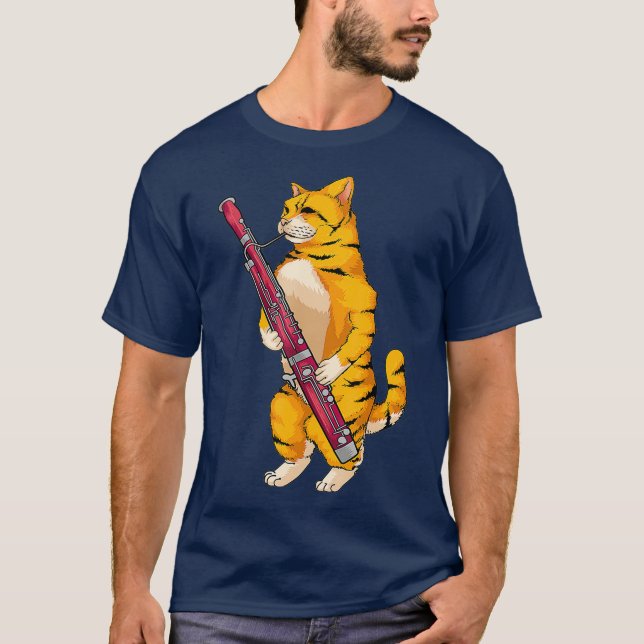 Camiseta Funny Cat Playing Bassoon  Cool Animal Lover (Frente)