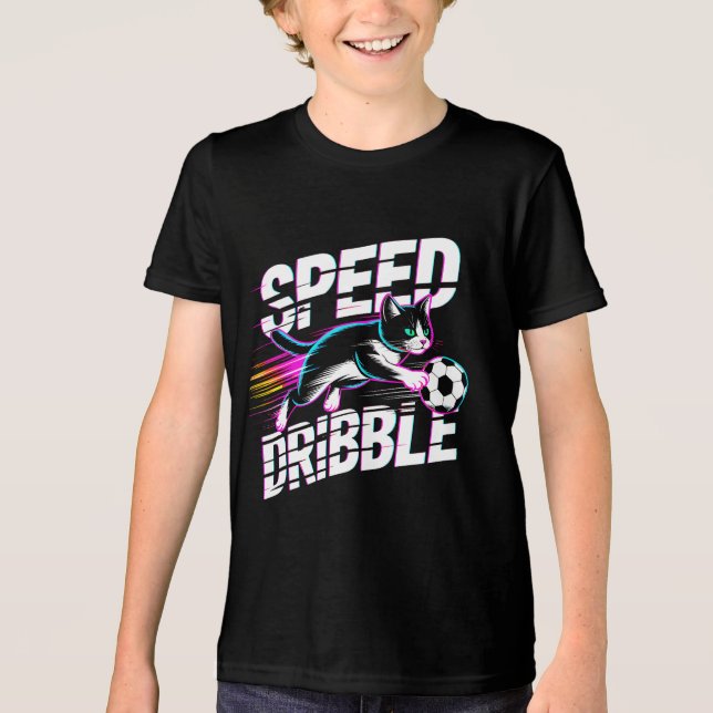 Camiseta Funny Cat Playing Soccer - Gift for Kids & Teens (Frente)