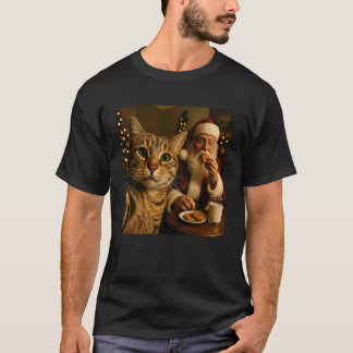 Camiseta Funny Cat Selfie with Santa Claus Christmas Meme