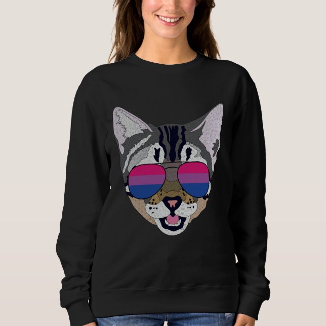 Camiseta Funny Cat Sunglasses Bisexual Bi Pride Flag Gift (Frente)