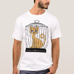 Camiseta Funny Cat Trapped Birdcage Humor Art<br><div class="desc">Spark a laugh with this quirky funny cat trapped design, featuring a calm orange feline sitting comfortably inside a vintage birdcage. This highly ironic and humorous artwork perfectly captures the unpredictable nature of our favorite pets, bringing a smile to anyone who appreciates a good visual gag. Perfect for customizing with...</div>