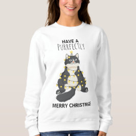 Camiseta Funny Cat Wrapped in Christmas Lights Winter Humor