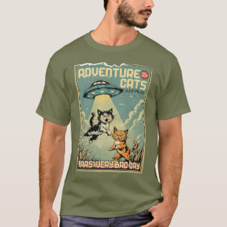 Camiseta Funny cats comic book alien abduction sci-fi