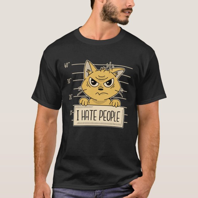 Camiseta Funny, Cats I Hate People, Cat Lovers (Frente)