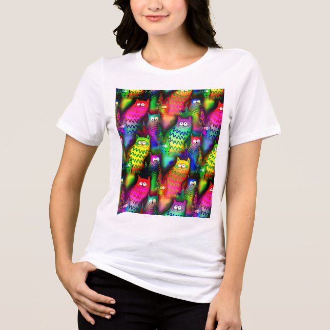 Camiseta Funny Cats Pattern-54578 (Frente)