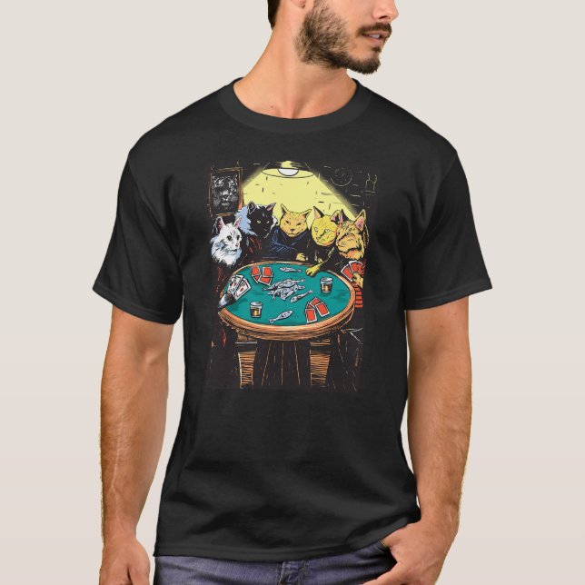 Camiseta Funny Cats Playing Poker Art Cat (Frente)