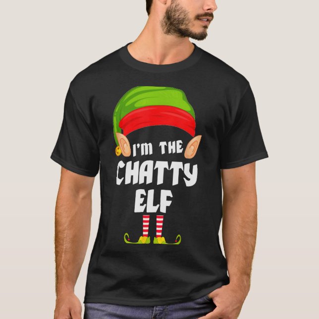 Camiseta Funny Chatty Elf Matching Family Group Pj Christma (Frente)