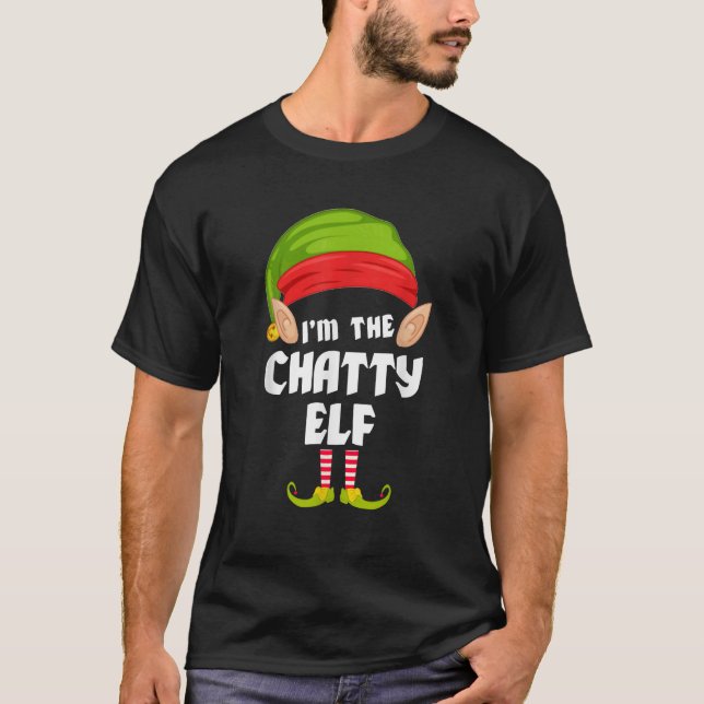 Camiseta Funny Chatty Elf Matching Family Group PJ Christma (Frente)