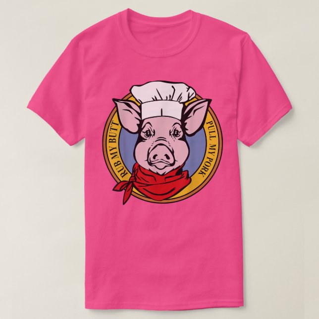 Camiseta Funny Chef Pig Grilling Pull My Pork Barbecue Gril (Frente do Design)