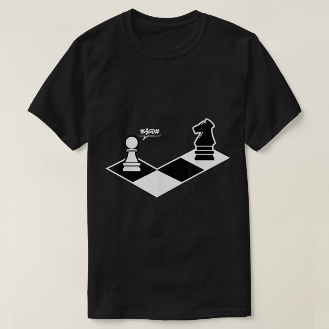 Camiseta Funny Chess Pawn vs Knight Design (Frente do Design)