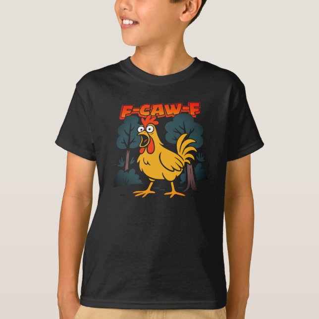 Camiseta Funny Chicken – Arte em Estilo de Cómic F (Frente)