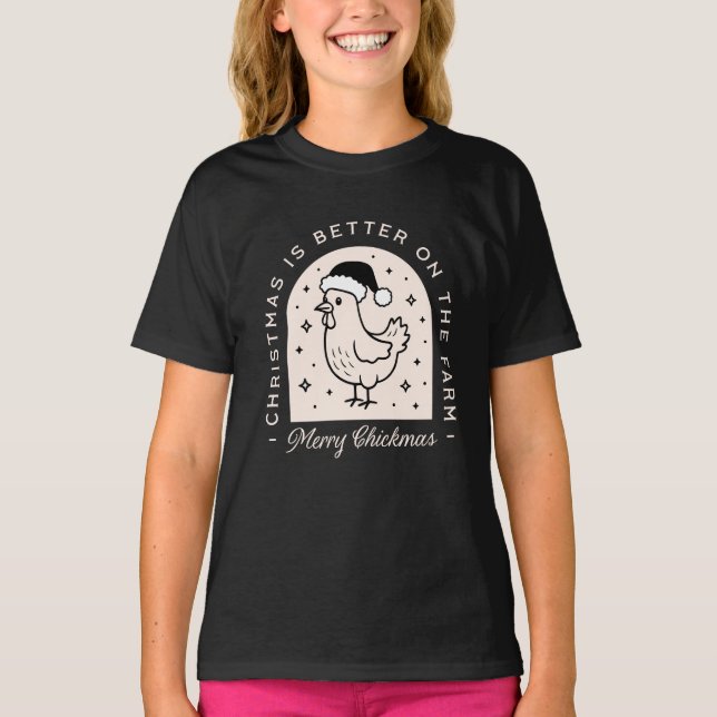 Camiseta Funny chicken Christmas farm puns whimsical black (Frente)