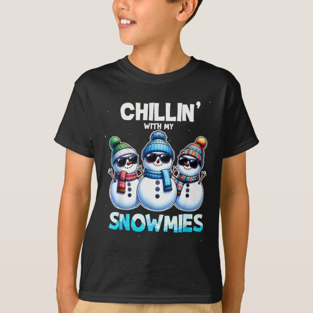 Camiseta Funny Chillin With My Snowmies Christmas Snowman K (Frente)