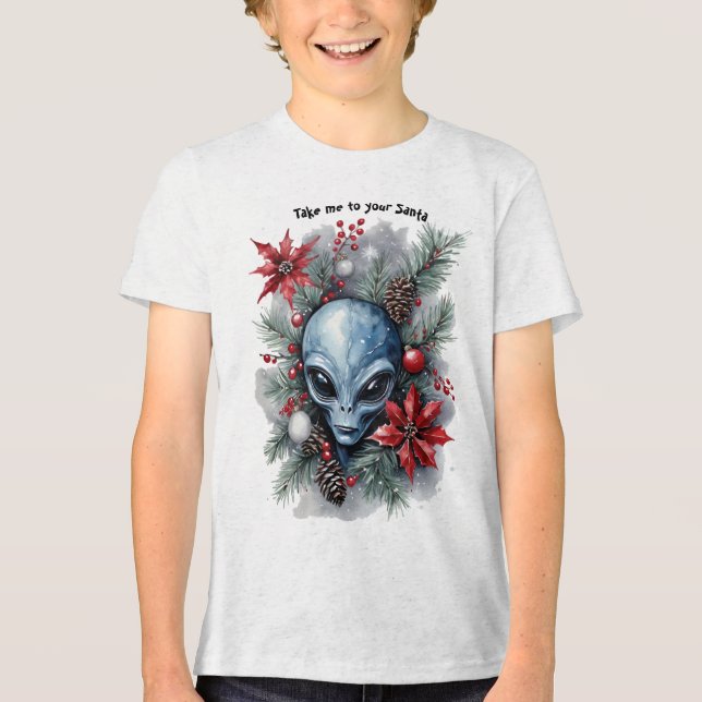 Camiseta Funny Christmas Alien "Take me to your Santa" (Frente)