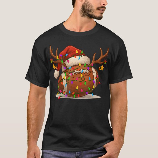 Camiseta Funny Christmas American Football Reindeer Xmas Li (Frente)