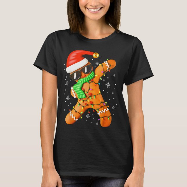 Camiseta Funny Christmas Boys Kids Dabbing Gingerbread Xmas (Frente)