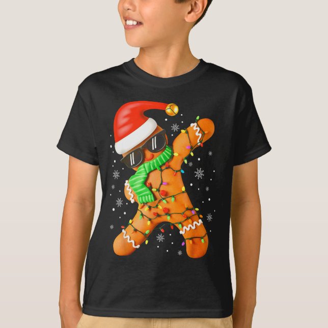 Camiseta Funny Christmas Boys Kids Dabbing Gingerbread Xmas (Frente)