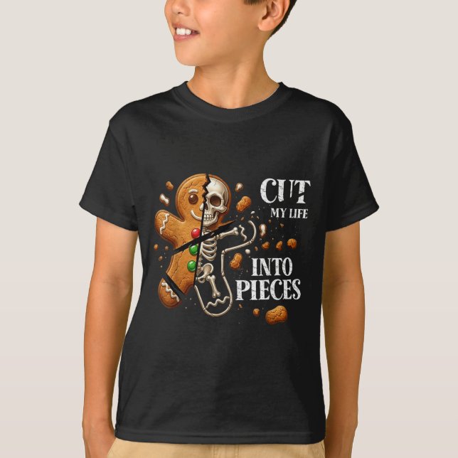 Camiseta Funny Christmas Cut My Life Into Eces Gingerbread  (Frente)