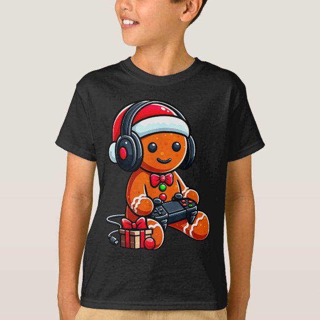 Camiseta Funny Christmas Gamer Gingerbread Xmas Gaming Men  (Frente)