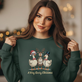 Camiseta Funny Christmas Geese Trio Santa Reindeer Snowman