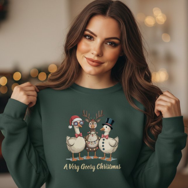 Camiseta Funny Christmas Geese Trio  Santa Reindeer Snowman (Criador carregado)