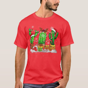 Camiseta Funny Christmas Lights Cactus Santa Hat Cactus Lov