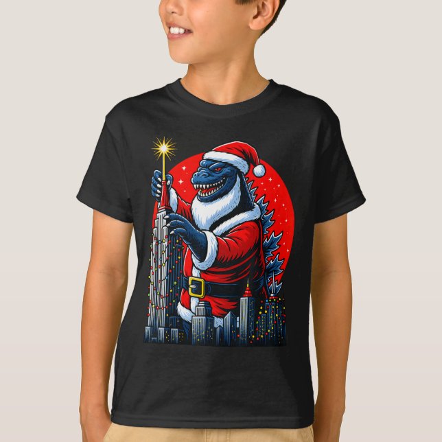 Camiseta Funny Christmas Monster Santazilla Holiday Dinosau (Frente)