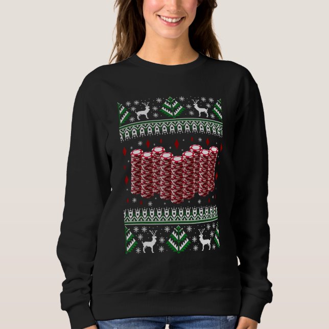Camiseta Funny Christmas Poker Chips Ugly Sweater (Frente)