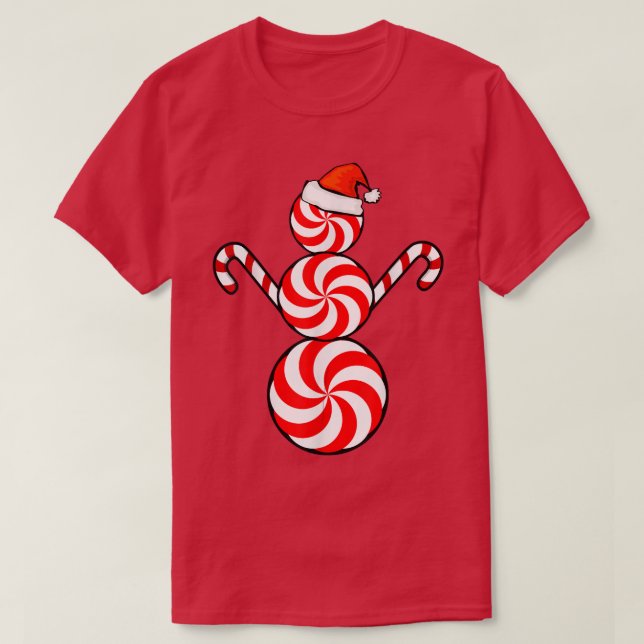 Camiseta Funny Christmas s Peppermint Candy Snowman  (Frente do Design)