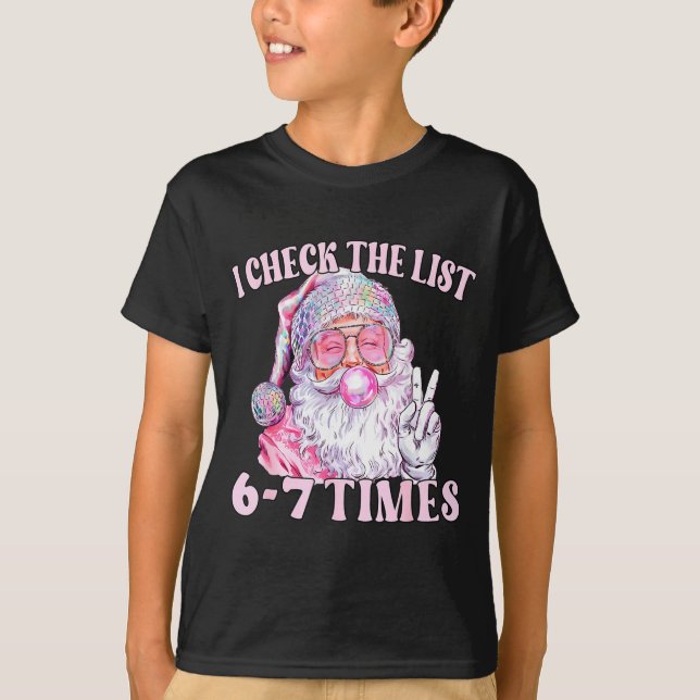 Camiseta Funny Christmas Six Seven Meme Santa I Check List  (Frente)