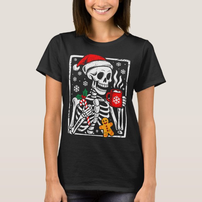 Camiseta Funny Christmas Skeleton Hot Chocolate Xmas Men Wo (Frente)