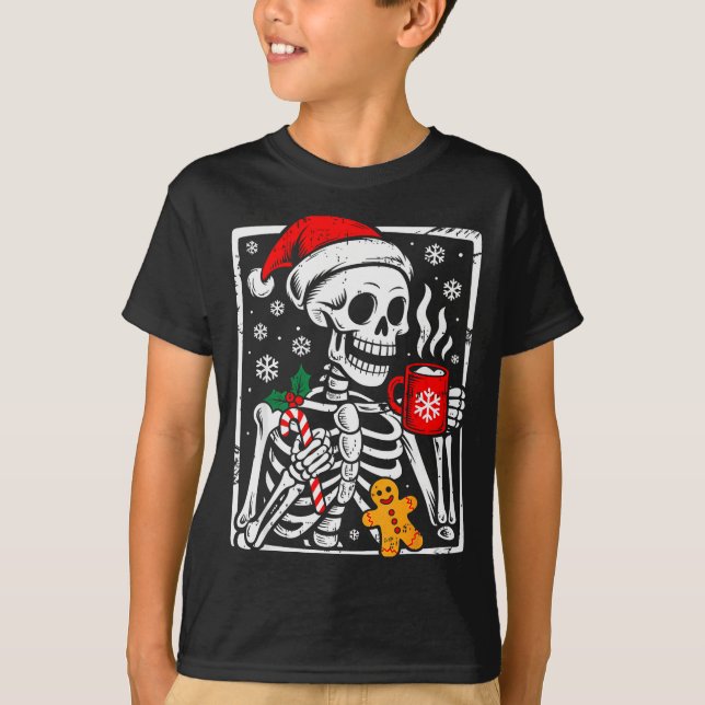 Camiseta Funny Christmas Skeleton Hot Chocolate Xmas Men Wo (Frente)