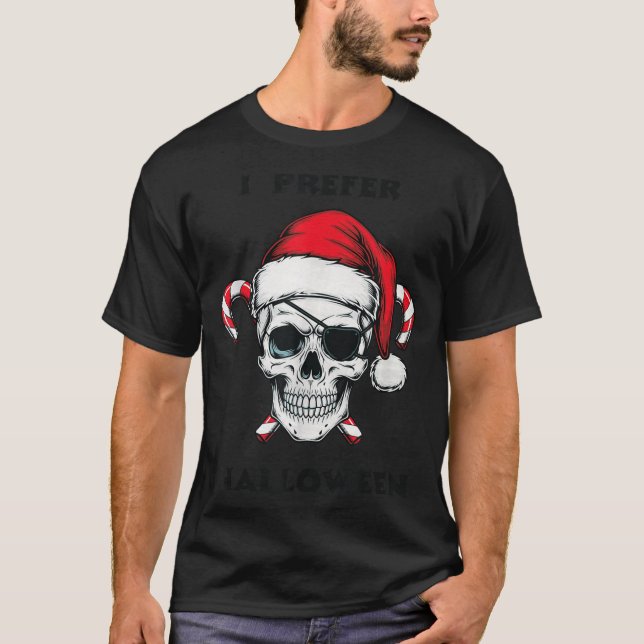 Camiseta Funny Christmas Skeleton I Prefer Halloween  (Frente)