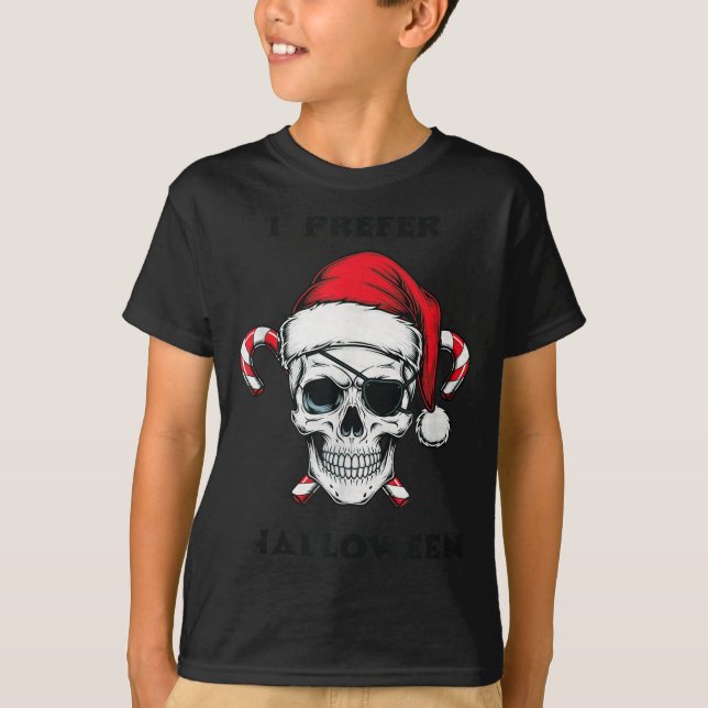 Camiseta Funny Christmas Skeleton I Prefer Halloween  (Frente)