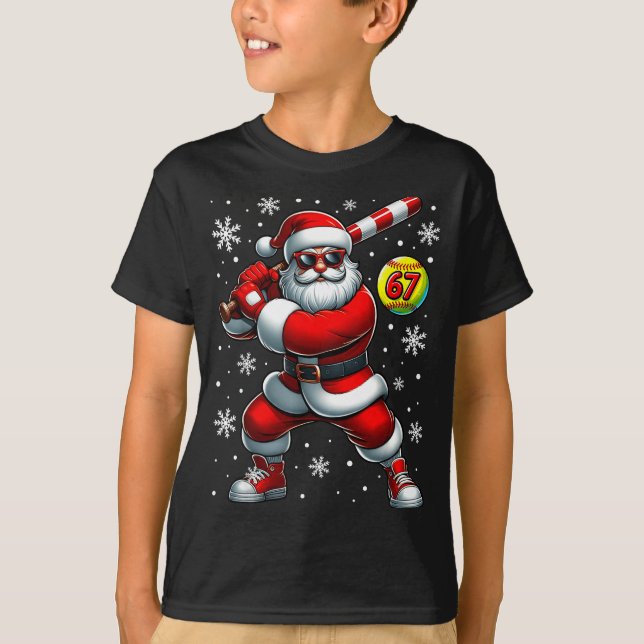 Camiseta Funny Christmas Softball Cool Santa Claus 6 7 Meme (Frente)