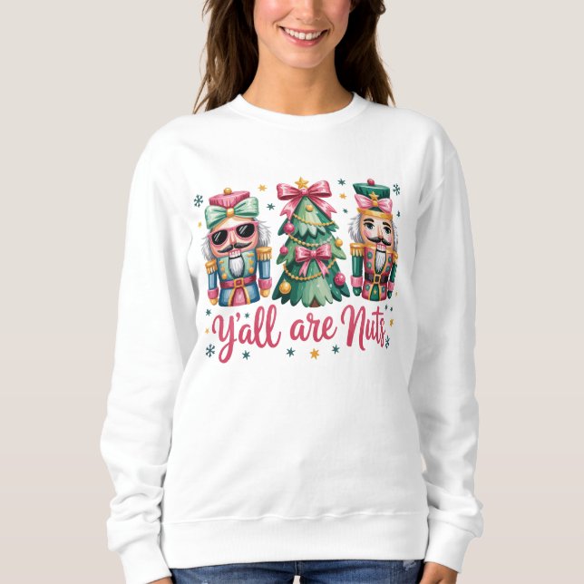 Camiseta Funny Christmas Y'all are Nuts Sweatshirt (Frente)