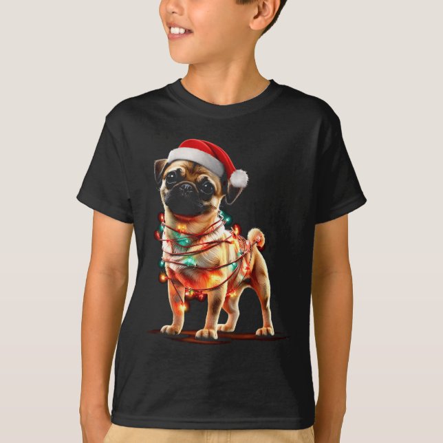 Camiseta Funny Chug Christmas Graphics Dog Lights Lover  (Frente)