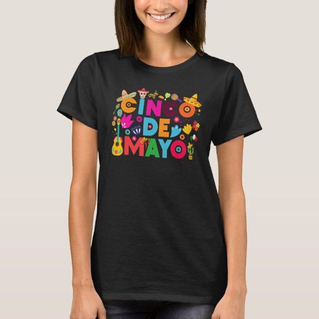Camiseta Funny Cinco De Mayo let's Fiesta 5 De Mayo Viva Me (Frente)