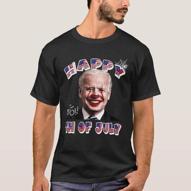 Camiseta Funny Clown Joe Biden Happy 4Th Of July For Hallow (Frente)