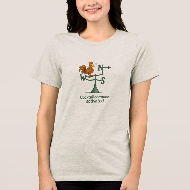 Camiseta Funny Cocktail Compass Rooster Weather Vane (Frente)