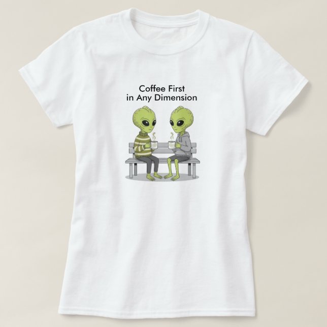 Camiseta Funny Coffee and Aliens (Frente do Design)
