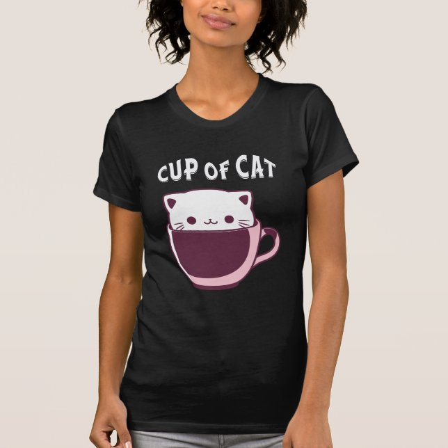 CAMISETA FUNNY COFFEE AND CAT LOVERS, CUP OF CAT (Frente)