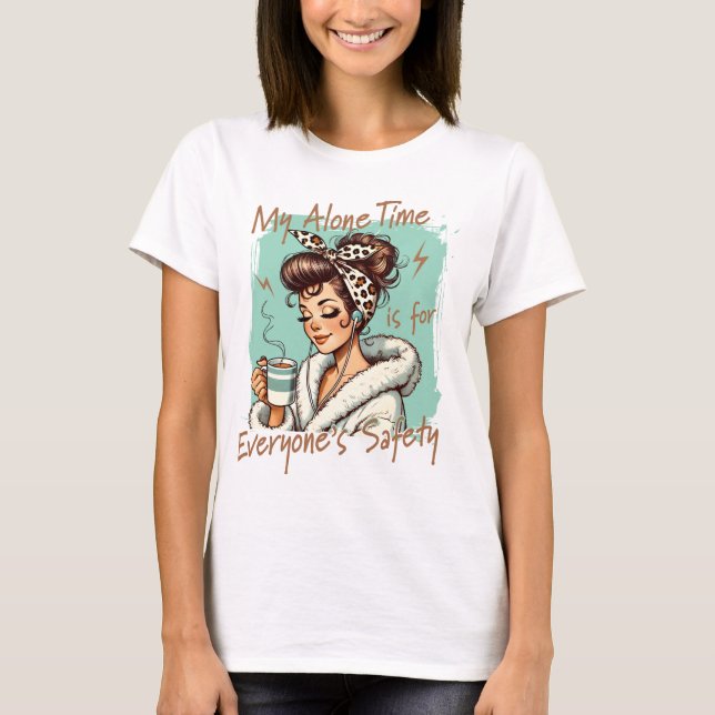 Camiseta Funny Coffee Time Girl in the Morning Teal (Frente)