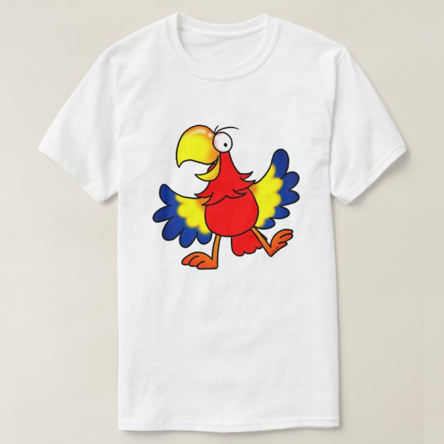 Camiseta Funny Colorful Cartoon Parrot Bird (Frente do Design)
