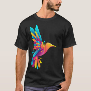 Camiseta Funny Colorida Hummingbird Design de Apoio Animal 