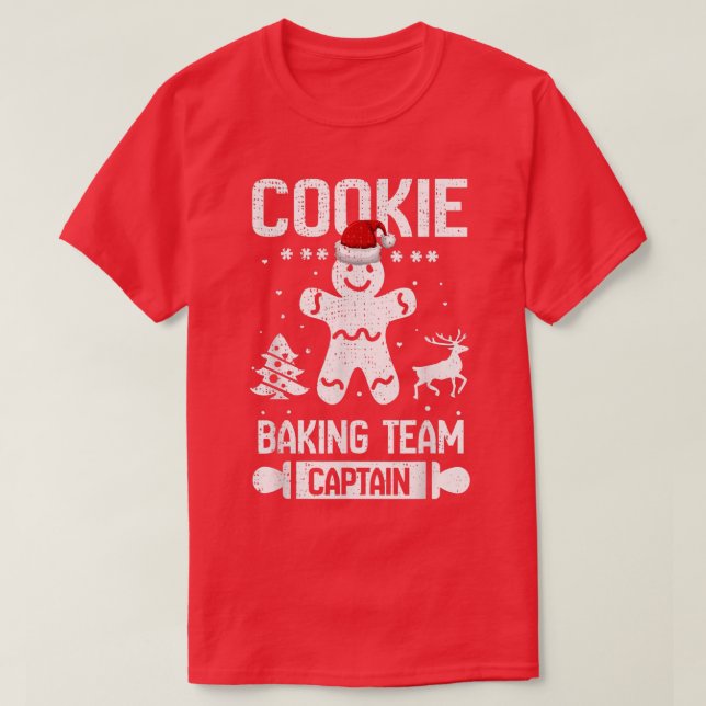 Camiseta Funny Cookie Equipe Baking Capitão Gingerpão Chris (Frente do Design)