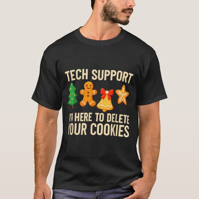 Camiseta Funny Cookies Christmas Gingerbread Tech Suprt Men (Frente)