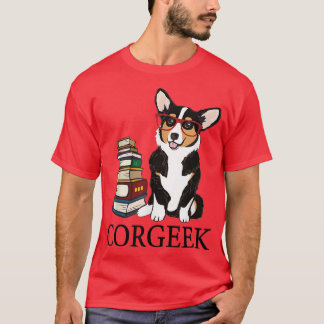 Camiseta Funny Corgeek Corgi Dog Lovers Livro Lendo Geek C