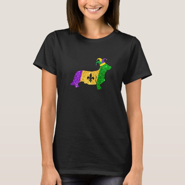Camiseta Funny Corgi Dog Lover Cute Mardi Gras Carnival Pre (Frente)